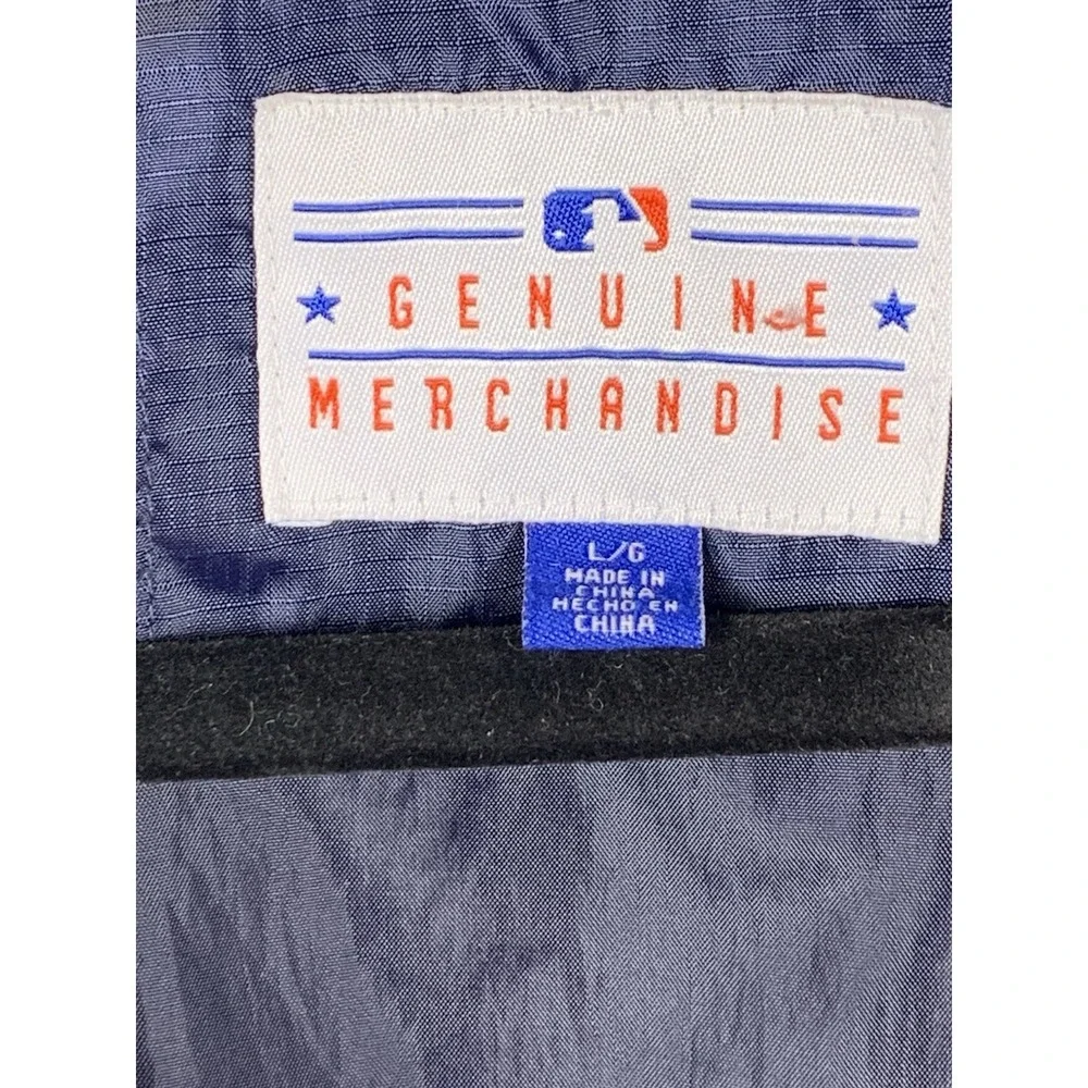 NY Yankees Jacket Mens L Blue Hooded Windbreaker Full Zip MLB Baseball